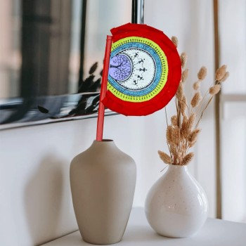 Folk Art Bamboo Made Hand Fan