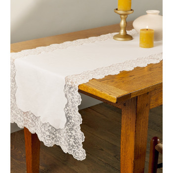 Linen Lace Trim Table Runner